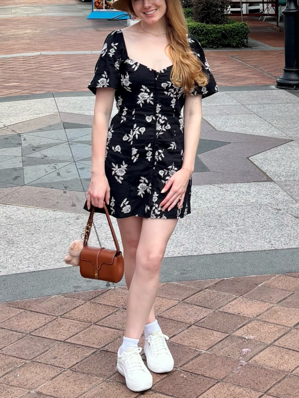 Abercrombie & Fitch Linen Blend Floral Embroidery Button Down Dress